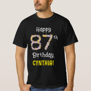 Camiseta 87 cumpleaños: Flores florales número "87" + nombr