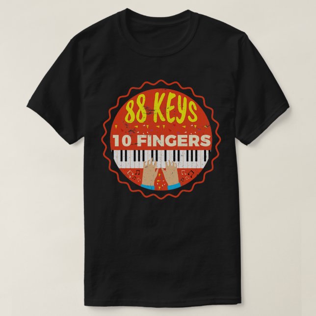 Camiseta 88 Llaves 10 dedos Piano Pianista Música Piano (Diseño del anverso)