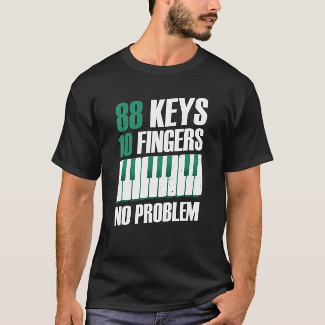 Camiseta 88 teclas 10 dedos sin problemas piano (Anverso)