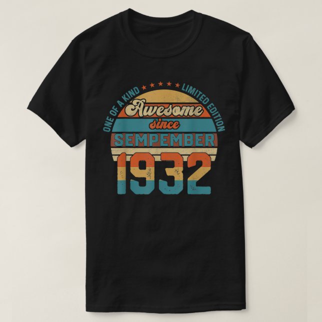 Camiseta 89th Birthday Decorations September 1932 89 Years  (Diseño del anverso)