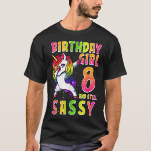 Camiseta 8.ª Chica de cumpleaños Dabbing Unicornio de 8 año