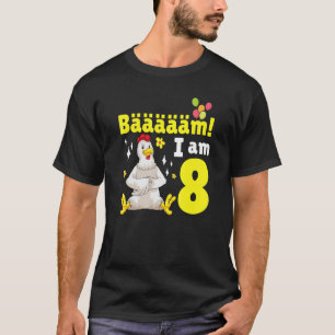 Camiseta 8.ª fiesta de cumpleaños de pollos con temas de cu