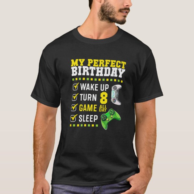 Camiseta 8.ª Fiesta De Cumpleaños Perfecta Para Jugadores D (Anverso)
