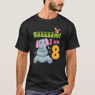 Camiseta 8.ª fiesta de cumpleaños temática del elefante 8 a