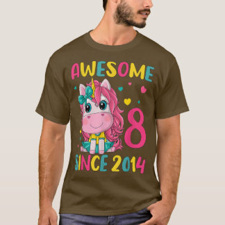 Camiseta 8.ª fiesta de cumpleaños Unicornio Chica de 8 años