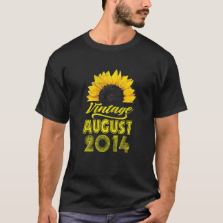 Camiseta 8.ª Vintage de girasol de cumpleaños agosto de 201