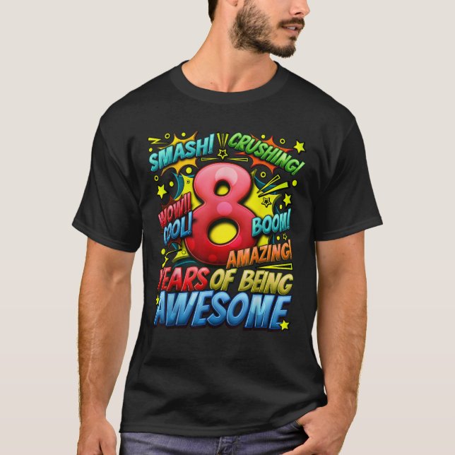 Camiseta 8.º Alegre Estilo Cómico Desde 2015 8 Años (Anverso)