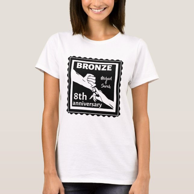 Camiseta 8.º aniversario boda regalo tradicional bronce (Anverso)