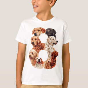 Camiseta 8.º Aniversario De Perro Cachorro Temático Niño De