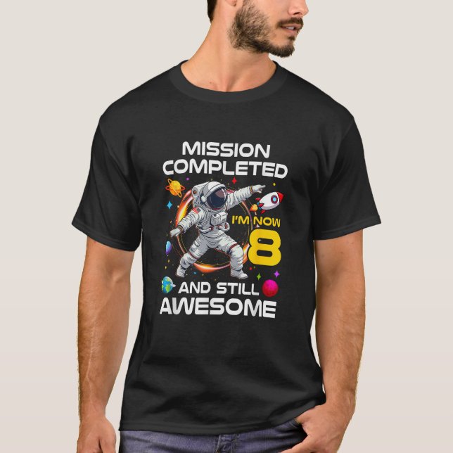 Camiseta 8.º Astronauta De Cumpleaños Bir Del Espacio Ultra (Anverso)