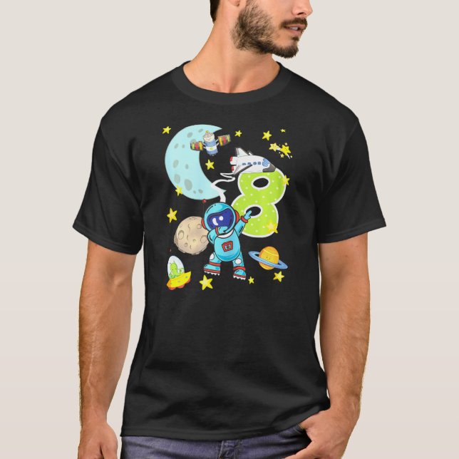 Camiseta 8.º astronauta de cumpleaños, chicos de espacio de (Anverso)