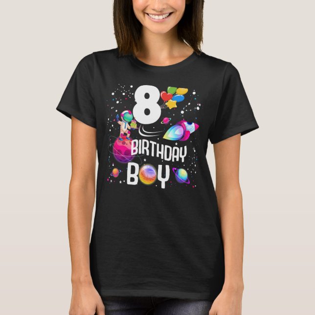 Camiseta 8.º astronauta de cumpleaños, espacio de 8 años (Anverso)