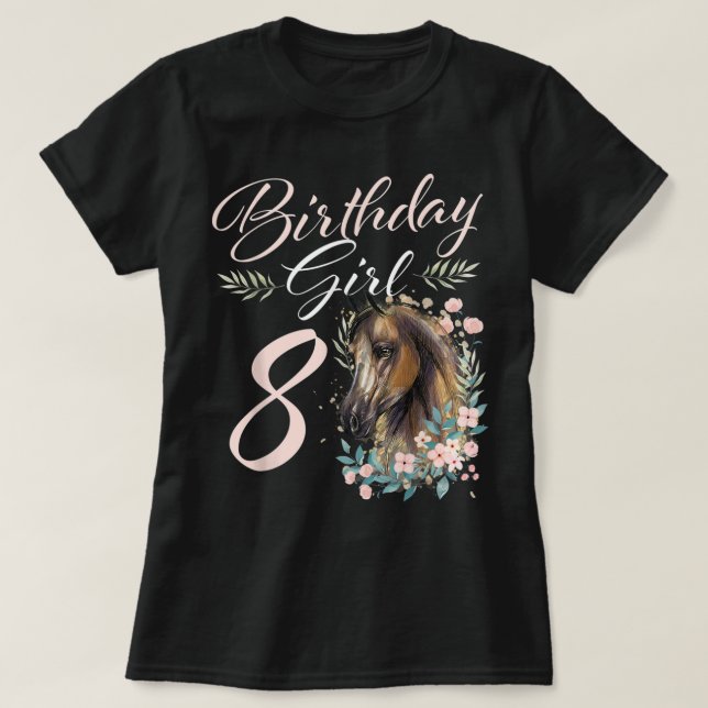 Camiseta 8.º Chica de cumpleaños Caballo de más de 8 años d (Diseño del anverso)