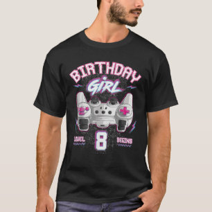 Camiseta 8.º Chica de cumpleaños Nivel 8 Comienza Videojueg