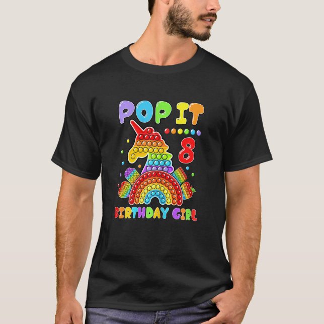 Camiseta 8.º Chica de cumpleaños Pop It Fidget Toy de 10 añ (Anverso)