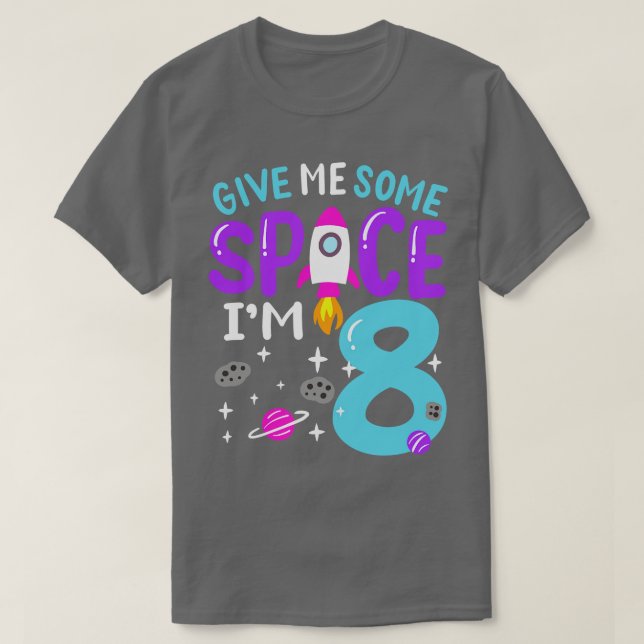 Camiseta 8.º cohete espacial de cumpleaños (Diseño del anverso)