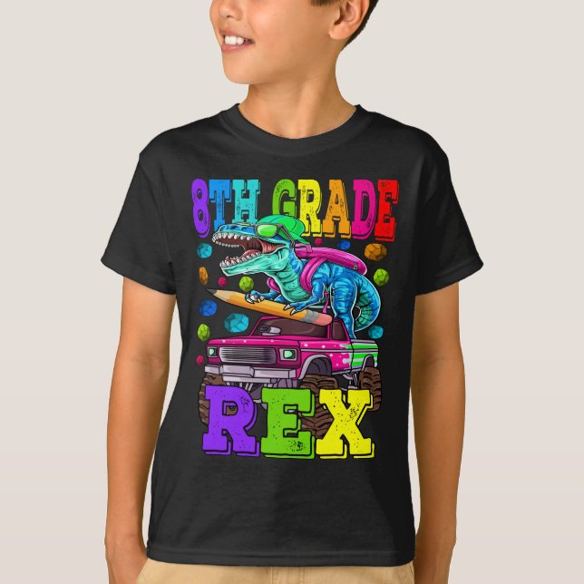 Camiseta 8.º Colegio Saurus Rex Dinosaur (Anverso)