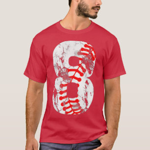Camiseta 8.º cumpleaños Béisbol Gran Número Ocho Años