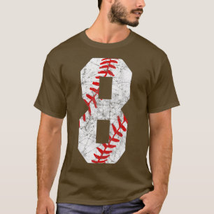 Camiseta 8.º cumpleaños Béisbol Gran Número Ocho Años