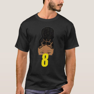 Camiseta 8.º cumpleaños Chica joven afroamericano trenzado 