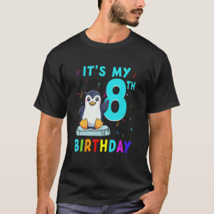 Camiseta 8.º Cumpleaños Cute Penguin Cumpleaños 8 Años
