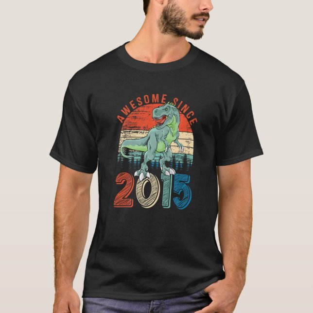 Camiseta 8.º cumpleaños Dinosaurio Boys de 8 años asombroso (Anverso)