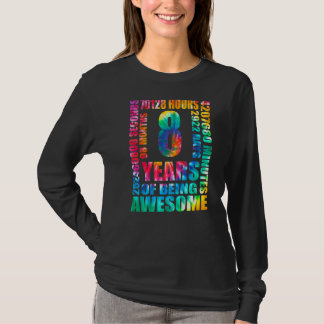 Camiseta 8.º cumpleaños Hippie Retro de 8 años