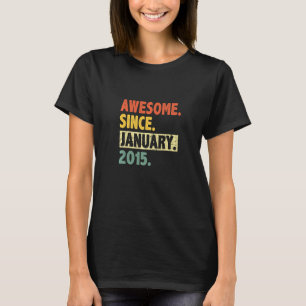 Camiseta 8.º cumpleaños increíble desde enero de 2015 8 año