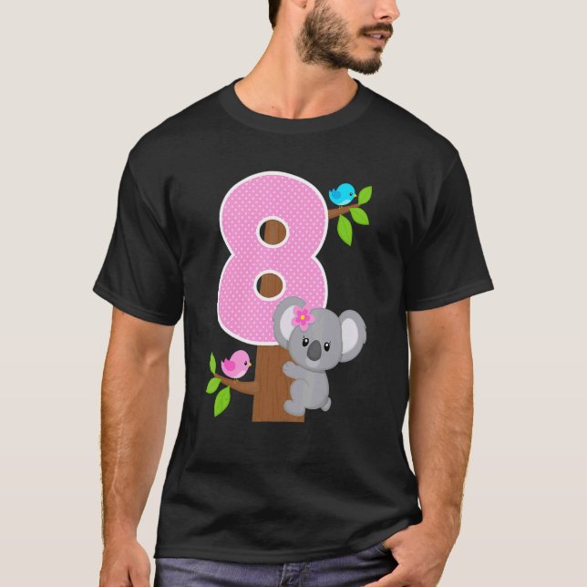 Camiseta 8.º cumpleaños Koala Oso 8.º cumpleaños Chica Koal (Anverso)