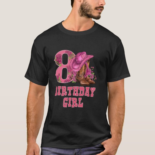 Camiseta 8.º cumpleaños Noche de Rodeo Occidental de Ocho A (Anverso)