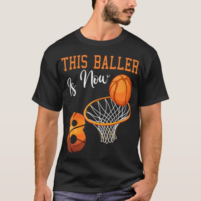Camiseta 8.º cumpleaños para el baloncesto de baller (Anverso)