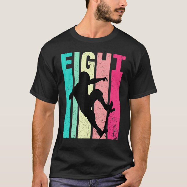 Camiseta 8.º Cumpleaños Patinaje Retro Skateboard 8 Años Bi (Anverso)