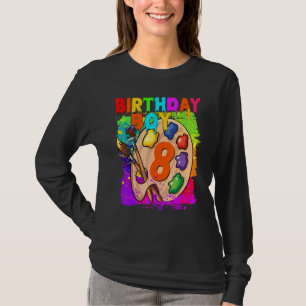 Camiseta 8.º cumpleaños Pintura de arte B Día de niño de 8 