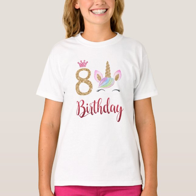 Camiseta 8.º cumpleaños Unicornio Dabbing, 8 años (Anverso)