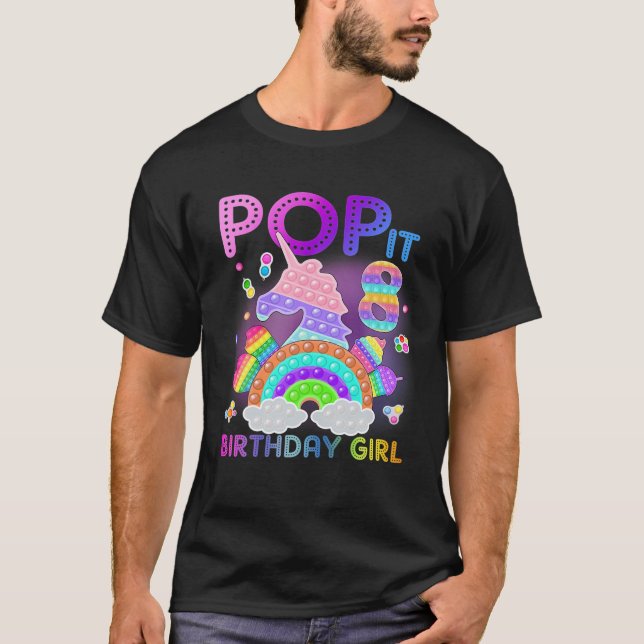 Camiseta 8.º Cumpleaños Unicornio Fidget Pop It Birthday Ch (Anverso)