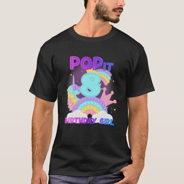 Camiseta 8.º Cumpleaños Unicornio Fidget Pop It Birthday Ch (Anverso)