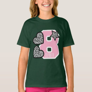 Camiseta 8.º cumpleaños Zebra Hearts de ocho años W7
