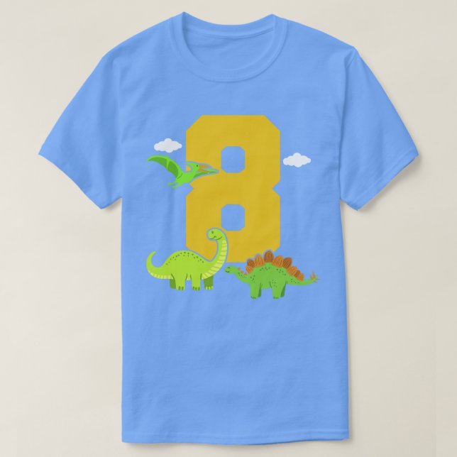 Camiseta 8.º dinosaurio de cumpleaños (Diseño del anverso)