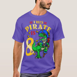 Camiseta 8.º dinosaurio pirata de cumpleaños 1