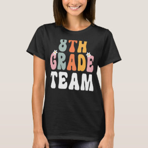 Camiseta 8.º Equipo Retro Groovy Profesora Feliz Primer Día