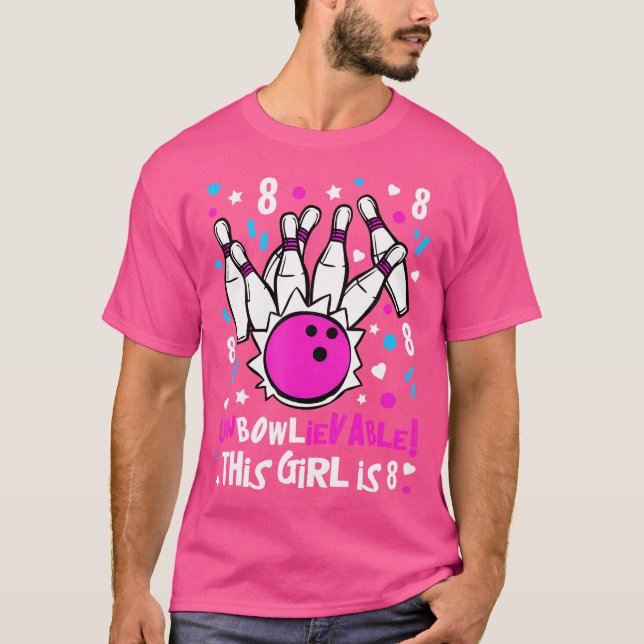 Camiseta 8.º Fiesta De Boliche De Chicas De Cumpleaños Cute (Anverso)