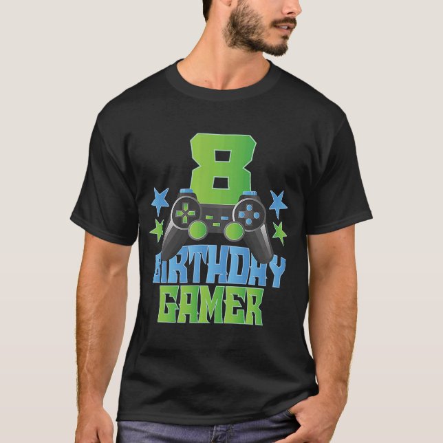 Camiseta 8.º Jugador de Cumpleaños Niño 8 Años Videojuego A (Anverso)
