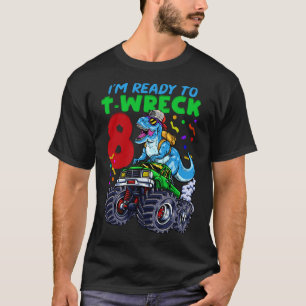 Camiseta 8.º Monstruo de cumpleaños Dinosaurio