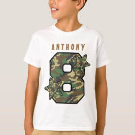 Camiseta 8.º Nacimiento Camo y Nombre Personalizado de Estr