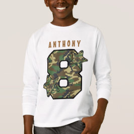 Camiseta 8.º Nacimiento Camo y Nombre Personalizado de Estr