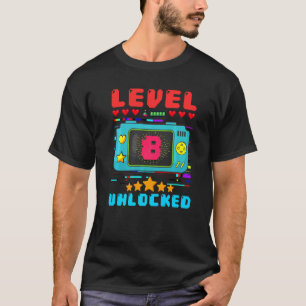 Camiseta 8.º Nacimiento Niño Nivel 8 Desbloqueado Video Gam