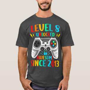 Camiseta 8.º nivel 8 de juego de cumpleaños desbloqueado in