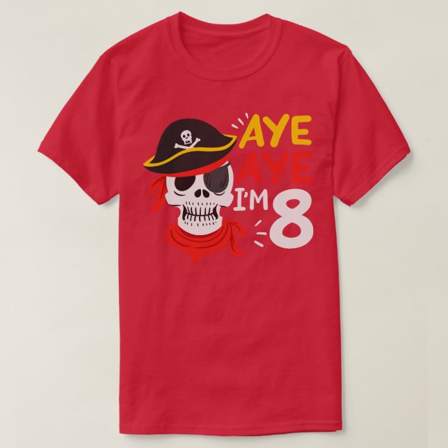 Camiseta 8.º pirata de cumpleaños (Diseño del anverso)