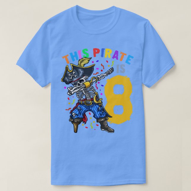 Camiseta 8.º pirata de cumpleaños (Diseño del anverso)