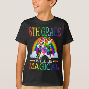 Camiseta 8.º Primer Día De Chica Escolar De Unicornio Magic